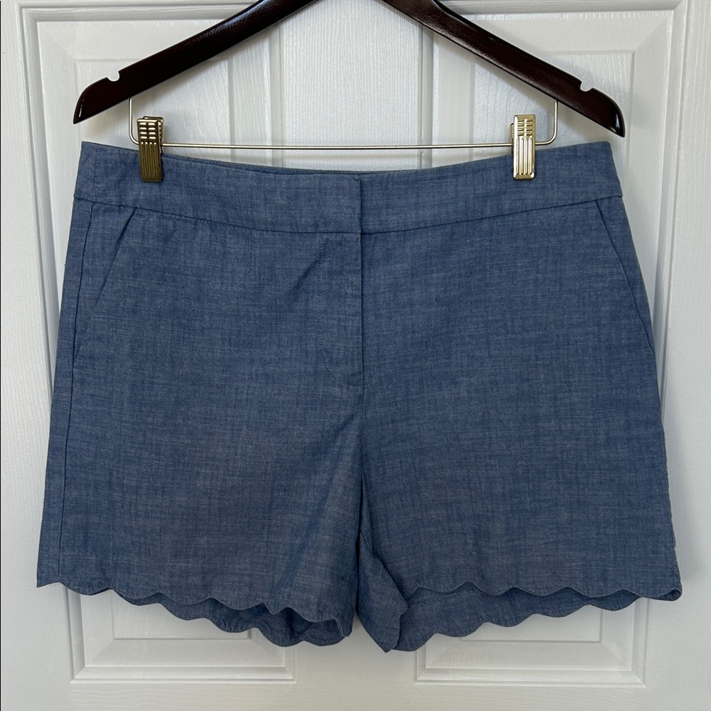 Talbots Chambray Blue Scalloped Hem Shorts